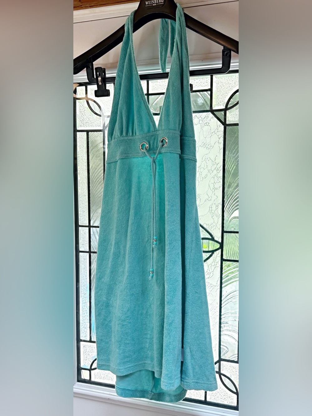RAPZ Terry Halter Cover-Up Robe in Aqua (made in Canada) 🇨🇦